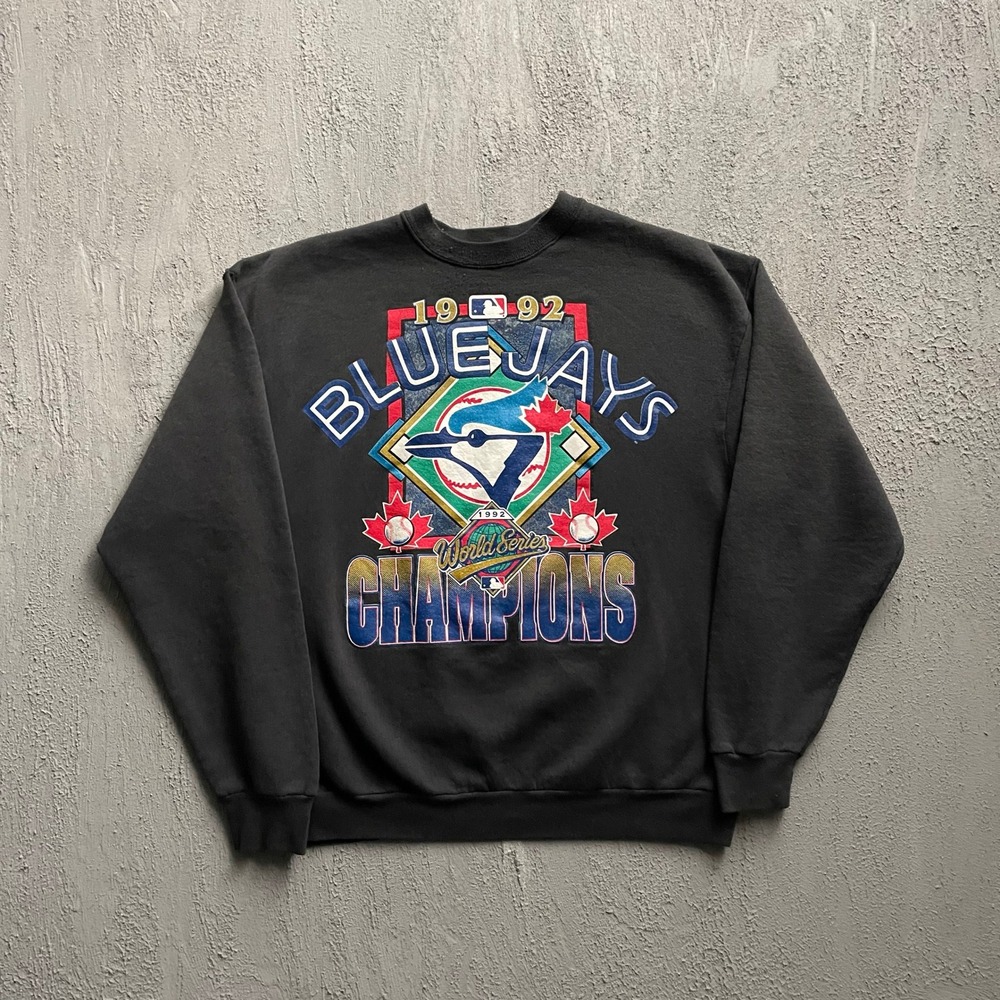Vintage 1992 World Series Champions Blue Jays Sweatshirt Men XL Black 90s